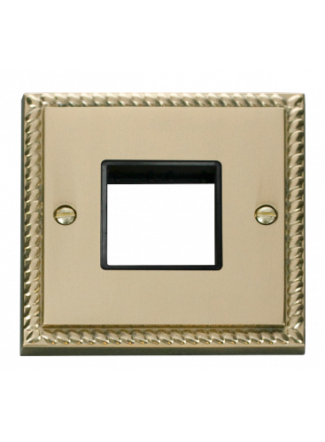 1 Gang Twin Aperture Georgian Brass Grid Switch Front Plate (GCBR402BK)