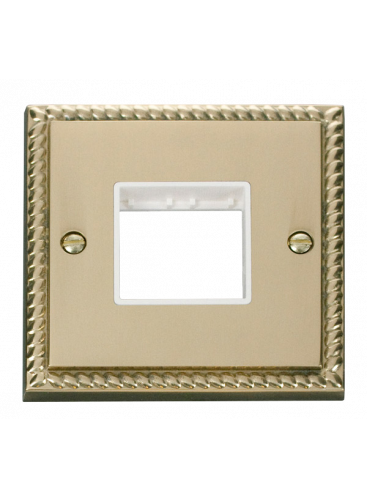 1 Gang Twin Aperture Georgian Brass Grid Switch Front Plate (GCBR402WH)
