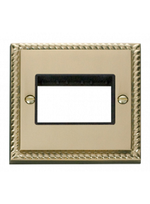 1 Gang Triple Aperture Georgian Brass Grid Switch Front Plate (GCBR403BK)