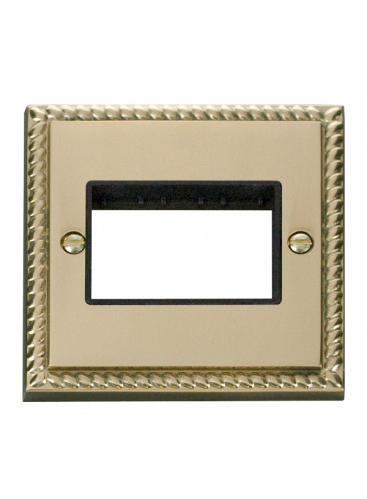 1 Gang Triple Aperture Georgian Brass Grid Switch Front Plate (GCBR403BK)