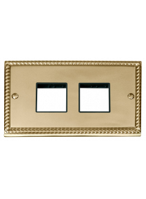2 Gang Georgian Brass Grid Switch Plate 2+2 Aperture (GCBR404BK)