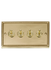 4 Gang 2 Way 10A Georgian Brass Toggle Switch (GCBR424)