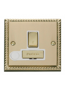 13A Georgian Brass Switched Fused Spur Unit with Flex Out (GCBR551WH)