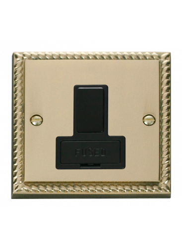 13A Double Pole Georgian Brass Switched Fused Connection Unit (GCBR651BK)