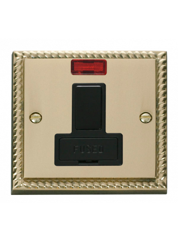 13A Georgian Brass Switched Fused Connection Unit (FCU) with Neon (GCBR652BK)