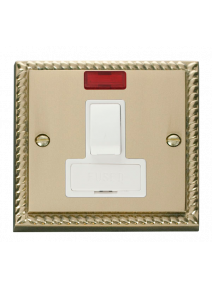13A Georgian Brass Switched Fused Connection Unit (FCU) with Neon (GCBR652WH)