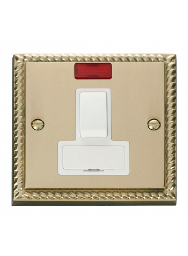 13A Georgian Brass Switched Fused Connection Unit (FCU) with Neon (GCBR652WH)