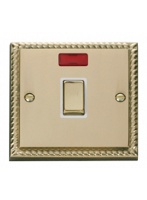 1 Gang 20A Double Pole Georgian Brass Switch with Neon (GCBR723WH)
