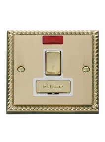 13A Georgian Brass Switched Fused Spur Unit with Neon (GCBR752WH)