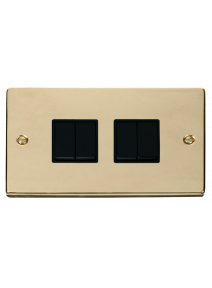 4 Gang 2 Way 10A Polished Brass Plate Switch (VPBR019BK)