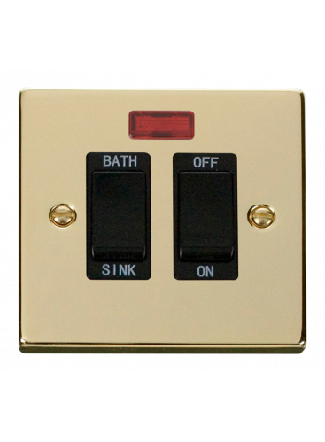 20A Double Pole Polished Brass Sink/Bath Switch (VPBR024BK)