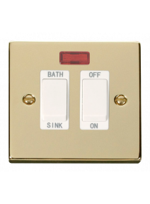 20A Double Pole Polished Brass Sink/Bath Switch (VPBR024WH)