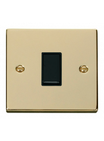 1 Gang Intermediate 10A Polished Brass Plate Switch (VPBR025BK)