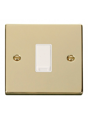 1 Gang Intermediate 10A Polished Brass Plate Switch (VPBR025WH)