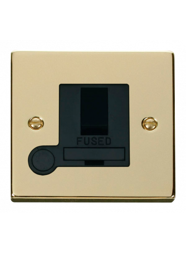 13A Polished Brass Fused Spur Unit Switched &amp; Flex Outlet (VPBR051BK)