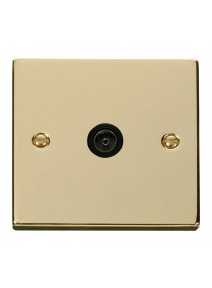 Single Non Isolated Polished Brass Co-Axial Socket (VPBR065BK)