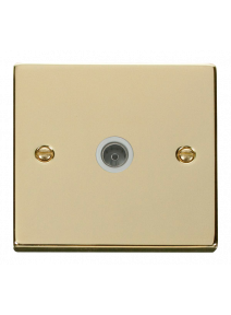 Single Non Isolated Polished Brass Co-Axial Socket (VPBR065WH)