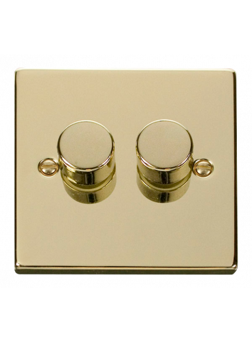 2 Gang 2 Way 400VA Polished Brass Dimmer Switch (VPBR152)