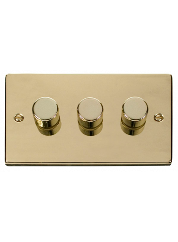 3 Gang 2 Way 400VA Polished Brass Dimmer Switch (VPBR153)