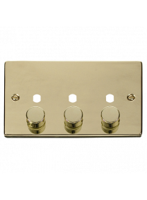 3 Gang Polished Brass Dimmer Plate with Knobs (VPBR153PL)