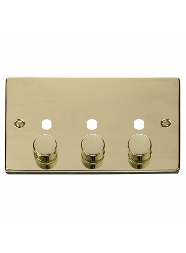 3 Gang Polished Brass Dimmer Plate with Knobs (VPBR153PL)