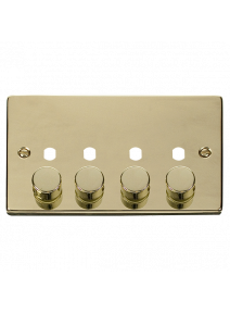 4 Gang Polished Brass Dimmer Plate with Knobs (VPBR154PL)