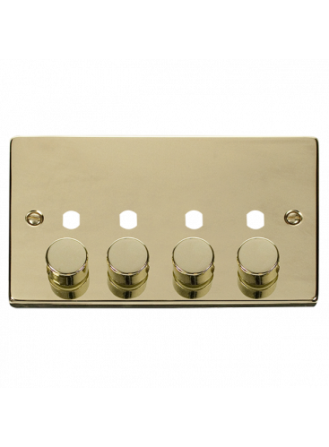 4 Gang Polished Brass Dimmer Plate with Knobs (VPBR154PL)