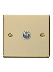Single Polished Brass Non-Isolated Satellite Socket 1 Gang (VPBR156WH)