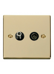 Polished Brass Isolated Satellite &amp; Co-Axial Socket (VPBR157BK)
