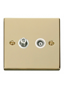 Polished Brass Isolated Satellite &amp; Co-Axial Socket (VPBR157WH)