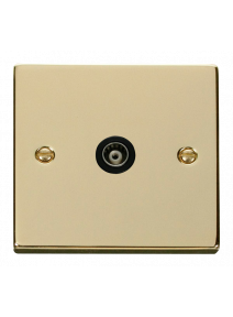 Single Polished Brass Isolated Co-Axial Socket (VPBR158BK)
