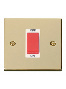45A 1 Gang Double Pole Polished Brass Cooker Switch (VPBR200WH)