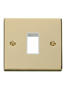 1 Gang Single Aperture Polished Brass Switch Plate (VPBR401WH)