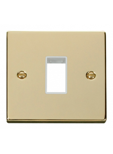 1 Gang Single Aperture Polished Brass Switch Plate (VPBR401WH)