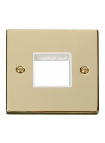 1 Gang Twin Aperture Polished Brass Grid Switch Front Plate (VPBR402WH)