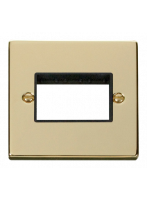 1 Gang Triple Aperture Polished Brass Grid Switch Front Plate (VPBR403BK)