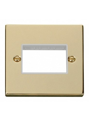 1 Gang Triple Aperture Polished Brass Grid Switch Front Plate (VPBR403WH)