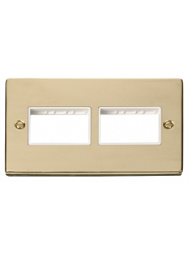 2 Gang Polished Brass Grid Switch Plate 3+3 Aperture (VPBR406WH)