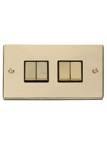 4 Gang 2 Way 10A Polished Brass Plate Switch (VPBR414BK)