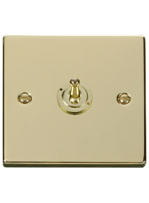 1 Gang 2 Way 10A Polished Brass Toggle Switch (VPBR421)