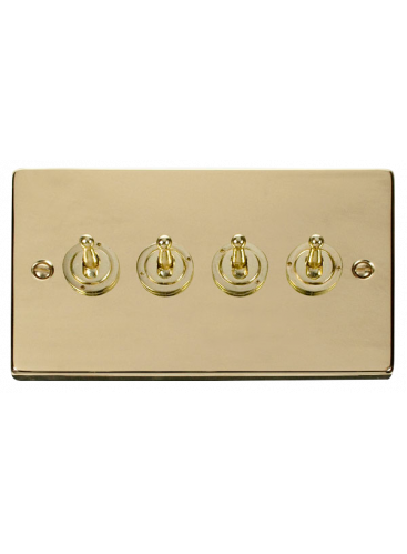 4 Gang 2 Way 10A Polished Brass Toggle Switch (VPBR424)