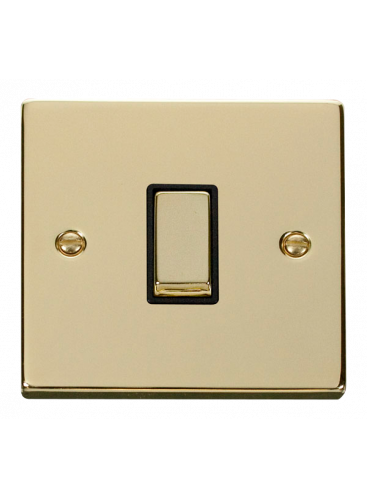 1 Gang Intermediate 10A Polished Brass Plate Switch (VPBR425BK)
