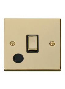 20A Double Pole Polished Brass Ingot Switch &amp; Flex Outlet (VPBR522BK)