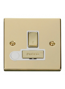 13A Polished Brass Switched Fused Spur Unit with Flex Out (VPBR551WH)