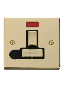 13A Polished Brass Switched Fused Spur Unit with Flex Out &amp; Neon (VPBR552BK)