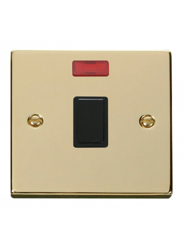 20A Polished Brass Double Pole Switch with Neon (VPBR623BK)