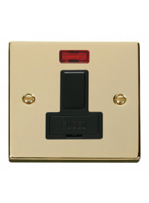 13A Polished Brass Switched Fused Connection Unit (FCU) with Neon (VPBR652BK)