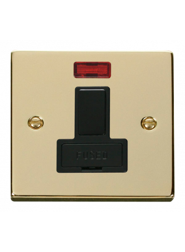 13A Polished Brass Switched Fused Connection Unit (FCU) with Neon (VPBR652BK)