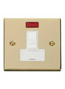 13A Polished Brass Switched Fused Connection Unit (FCU) with Neon (VPBR652WH)