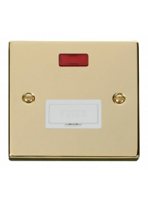 13A Polished Brass Fused Connection Spur Unit (FCU) with Neon (VPBR653WH)